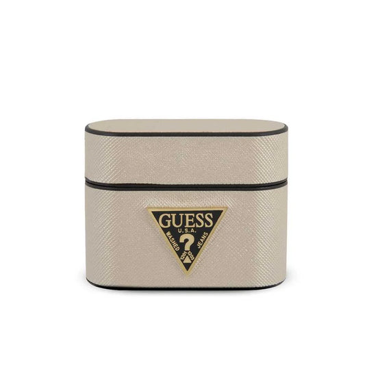Guess Pu Saffiano Round Shape Case With Metal Logo For Airpods Pro 1st GEN