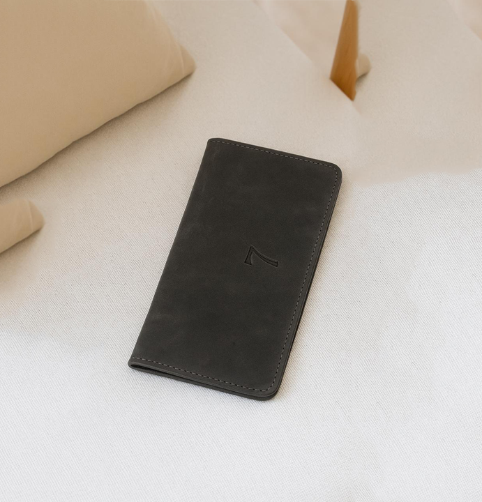 7 WALLET CRAZY LETATHER - DARK GRAY