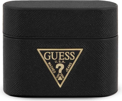 Guess Pu Saffiano Round Shape Case With Metal Logo For Airpods Pro 1st GEN