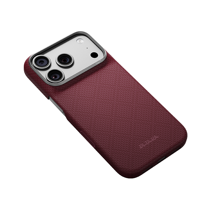PITAKA Edge Case For iPhone 18 Pro Burgundy (Argyle)-03