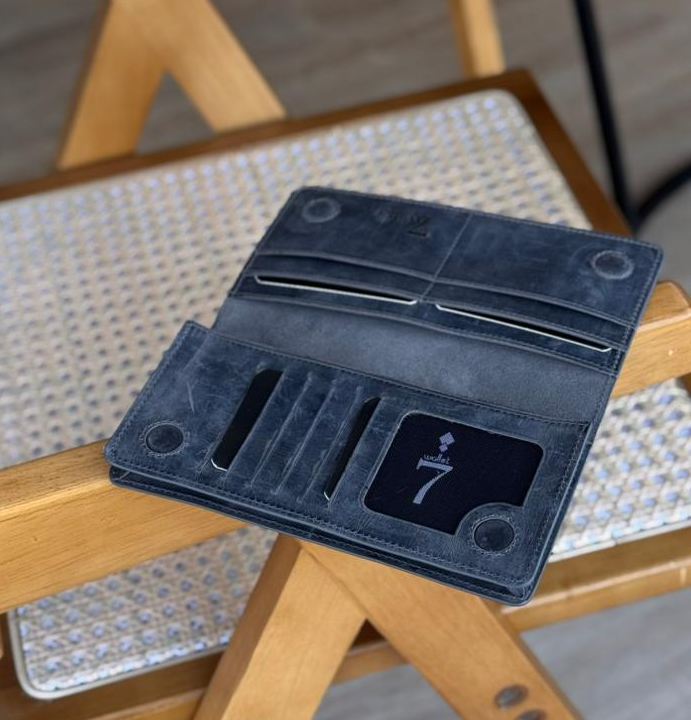 7 WALLET CRAZY LETATHER - DARK GRAY