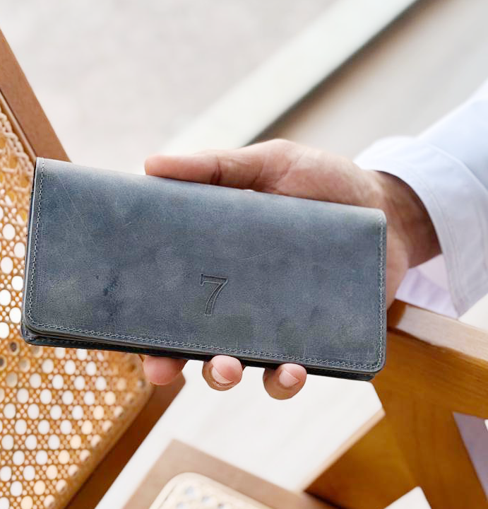 7 WALLET CRAZY LETATHER - DARK GRAY