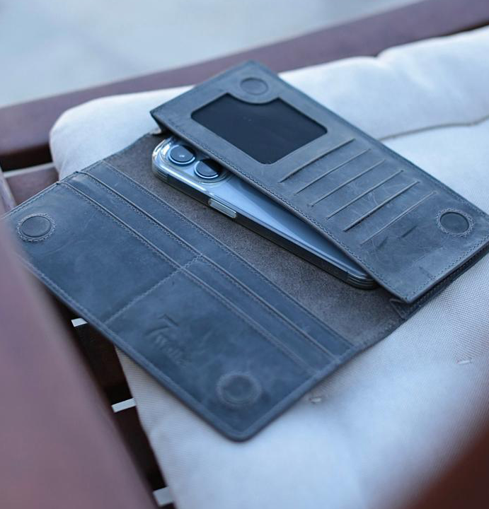 7 WALLET CRAZY LETATHER - DARK GRAY