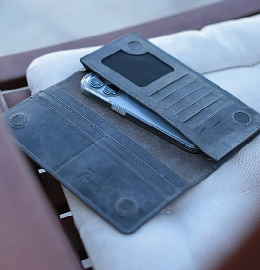 7 WALLET CRAZY LETATHER - DARK GRAY