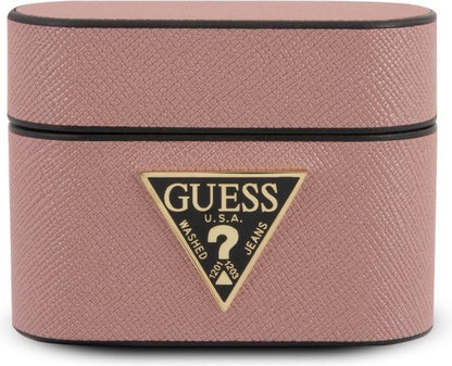 Guess Pu Saffiano Round Shape Case With Metal Logo For Airpods Pro 1st GEN