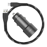 ENERGEA ALUDRIVE PD20+ KIT, 1C1A PD/USB3.0 38W CAR CHARGER WITH NF A-C 1.5M CABLE - GUN/BLK