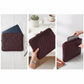 7Wallet 14-Inch Genuine Quilted Leather Laptop Sleeve in Burgundy multiple angles and lifestyle views