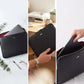 7Wallet 14-Inch Premium Epi Leather Laptop Sleeve in Black lifestyle collage and multiple angles