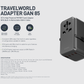 ENERGEA TRAVELWORLD ADAPTER GAN85 WITH 80CM TYPE-C CABLE, 3C1A 85W - GUNMETAL