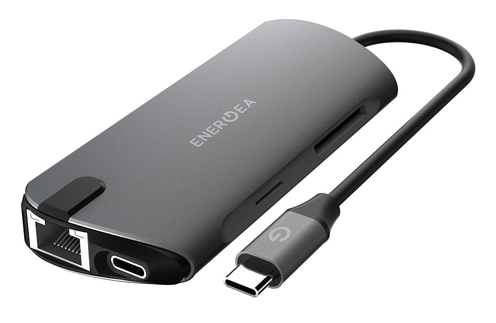 ENERGEA ALUHUB HD PRO, 8 IN 1 SUPERSPEED ALUMINIUM 3.1 USB-C HUB - GUNMETAL