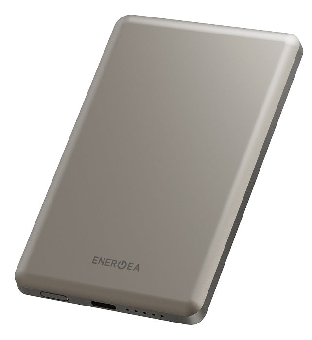 ENERGEA ALUPAC AIR,  5000MAH ULTRA LIGHT ALUMINIUM MAGSAFE COMPATIBLE POWER BANK - NATURAL