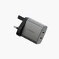 ENERGEA AMPCHARGE GAN45, 2C PD/PPS/QC3.0 WALL CHARGER,45W (UK) - GUNMETAL
