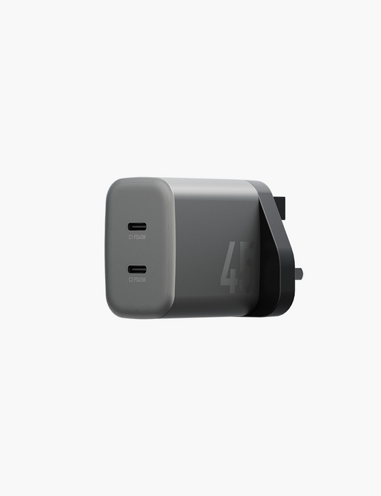 ENERGEA AMPCHARGE GAN45, 2C PD/PPS/QC3.0 WALL CHARGER,45W (UK) - GUNMETAL