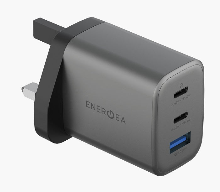 ENERGEA AMPCHARGE GAN65, 2C1A PD/PPS/QC3.0 WALL CHARGER,65W (UK) - GUNMETAL