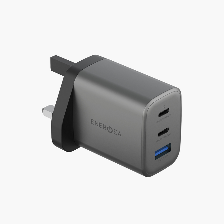 ENERGEA AMPCHARGE GAN65, 2C1A PD/PPS/QC3.0 WALL CHARGER,65W (UK) - GUNMETAL