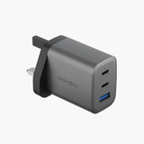 ENERGEA AMPCHARGE GAN65, 2C1A PD/PPS/QC3.0 WALL CHARGER,65W (UK) - GUNMETAL