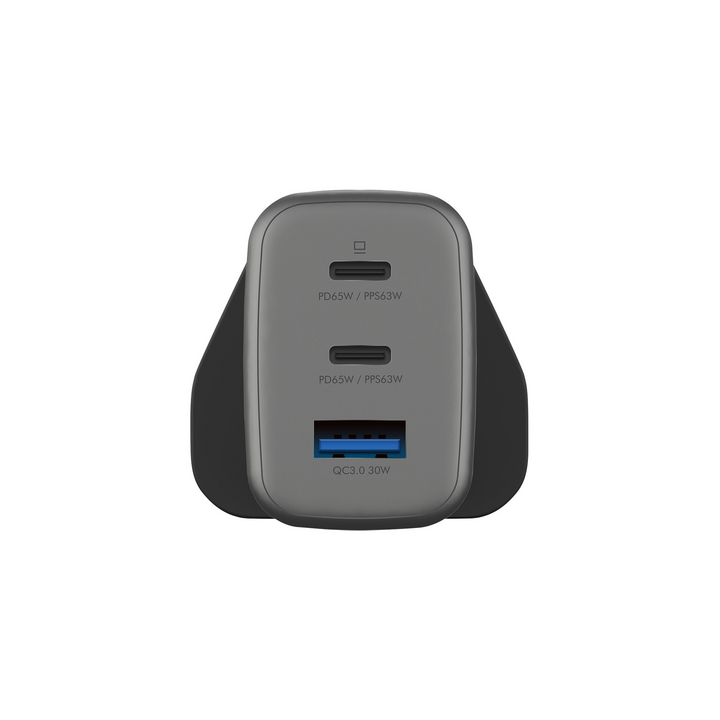 ENERGEA AMPCHARGE GAN65, 2C1A PD/PPS/QC3.0 WALL CHARGER,65W (UK) - GUNMETAL