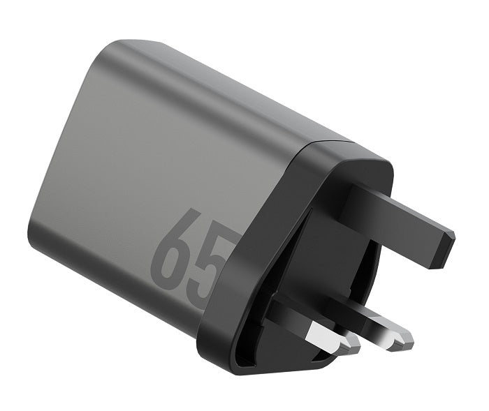 ENERGEA AMPCHARGE GAN65, 2C1A PD/PPS/QC3.0 WALL CHARGER,65W (UK) - GUNMETAL