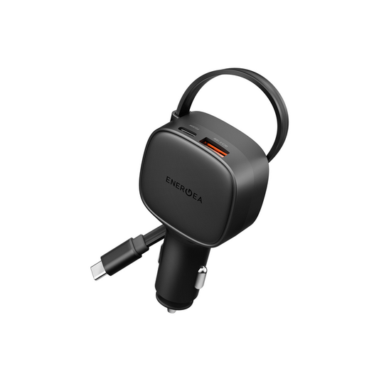 ENERGEA ARCDRIVE 84, 1C1A CAR CHARGER WITH 75CM RETRACTABLE USB-C CABLE - BLACK