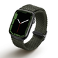 Braided Apple Watch strap in sage green with connected watch case