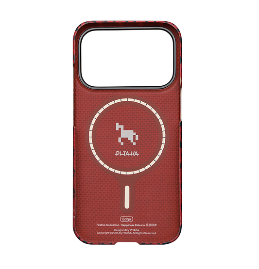 PITAKA Edge Case for iPhone 17 Pro - Happiness Rides (Cinnabar Steed)