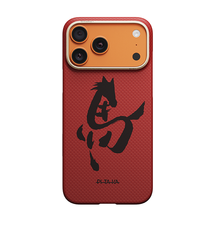 PITAKA Ink Horse Painting Edge Case for iPhone 17 Pro - Cinnabar