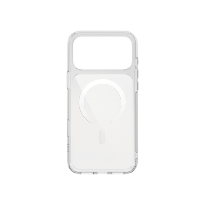 Clear iPhone case with MagClick circular charging ring and raised edges