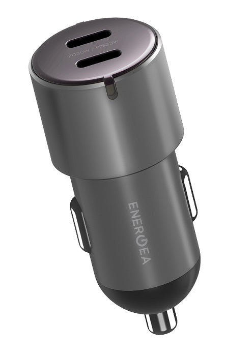 ENERGEA ALUDRIVE D60, PD30W/PPS33W  DUO USB-C ALUMINIUM CAR CHARGER - GUNMETAL