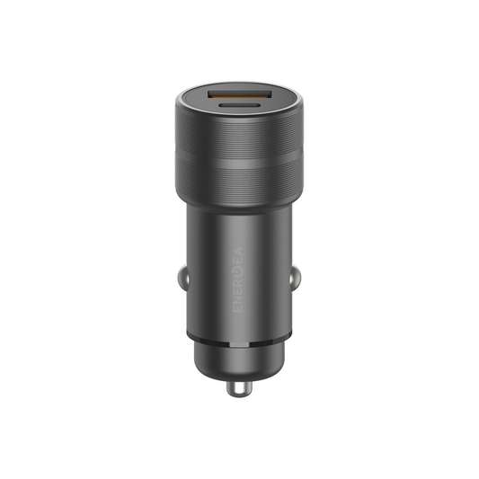 ENERGEA ALU DRIVE PD20+,  USB-C PD20 + USB-A QC3.0 DUO PORT ALUMINIUM 38W CAR CHARGER - GUNMETAL