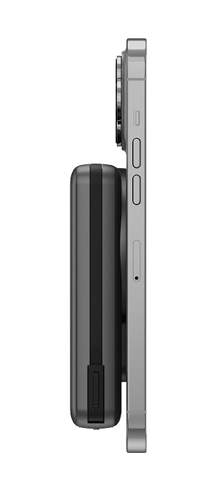 ENERGEA MAGPAC PRO, 10000MAH MAGSAFE COMPATIBLE POWER BANK WITH BUILT-IN CABLE AND STAND - GUN/BLK