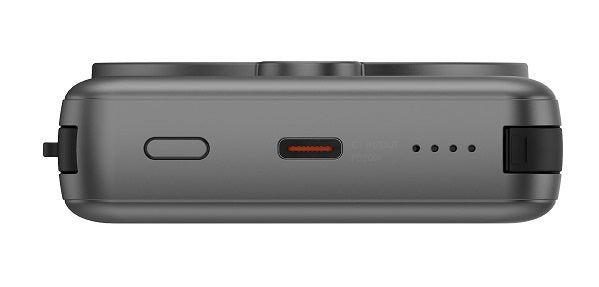 ENERGEA MAGPAC PRO، بنك طاقة متوافق مع MAGSAFE بقدرة 10000 مللي أمبير في الساعة مع كابل مدمج وحامل - GUN/BLK