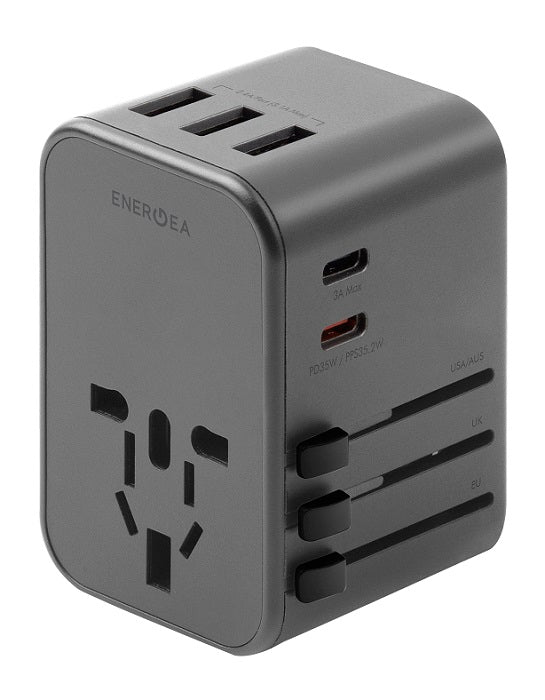 ENERGEA TRAVELWORLD ADAPTER 35, 3A2C 35.5W - GUNMETAL