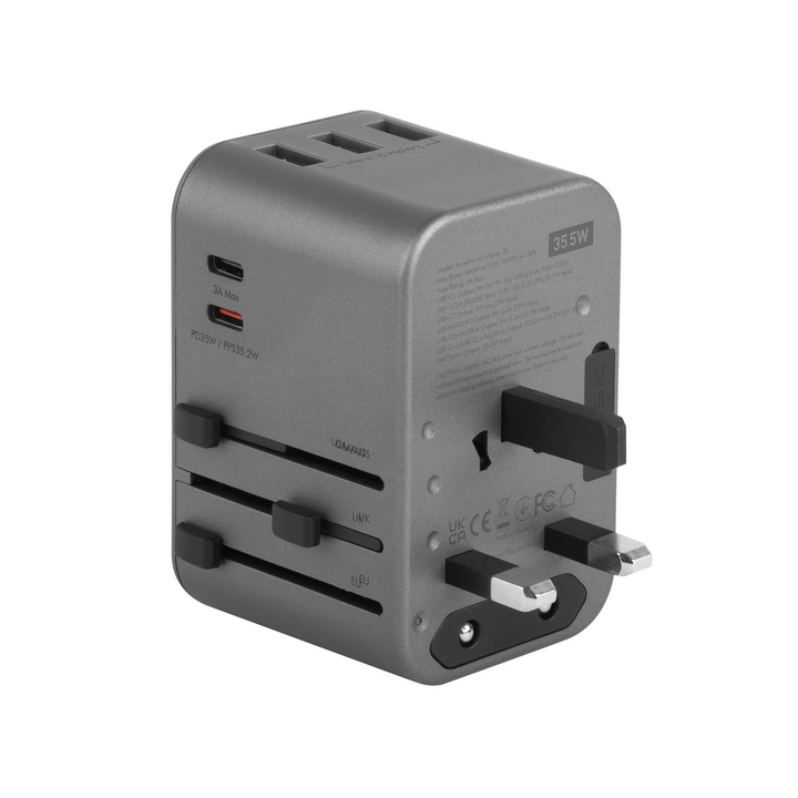 ENERGEA TRAVELWORLD ADAPTER 35, 3A2C 35.5W - GUNMETAL
