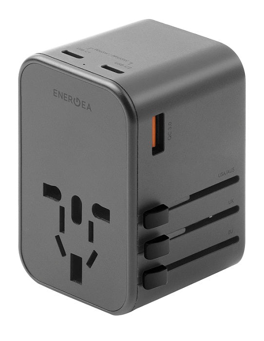 ENERGEA TRAVELWORLD ADAPTER GAN65, 1A2C 65W - GUNMETAL