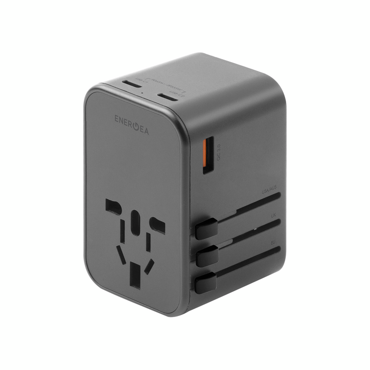 ENERGEA TRAVELWORLD ADAPTER GAN65, 1A2C 65W - GUNMETAL
