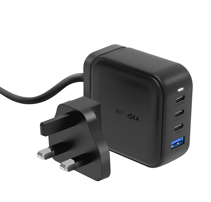 ENERGEA TRAVELHUB GAN100، 3C1A PD/USB/USB3.0 شاحن سطح المكتب والجدار، 100 واط (الولايات المتحدة + الاتحاد الأوروبي + CUK) - أسود