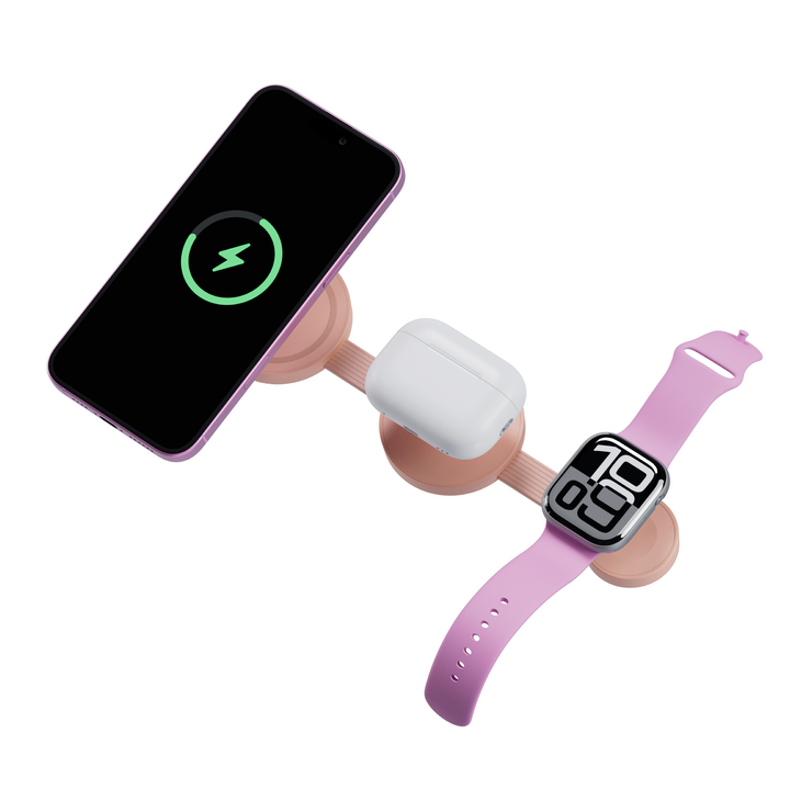 BAZIC GOMAG TRIO 2, 3IN1  FOLDABLE MAGNETIC WIRELESS CHARGER 15W IPHONE/WATCH/AIRPODS - SESAME