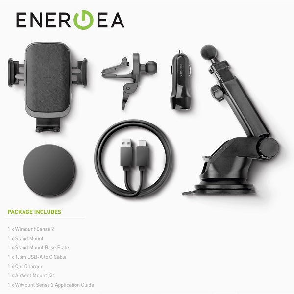 ENERGEA WIMOUNT SENSE 2.0 ALL-IN-1 DASHBOARD/ WINDSCREEN/ AIRVENT MOUNT WITH WIRELESS CAR CHARGER - BLACK