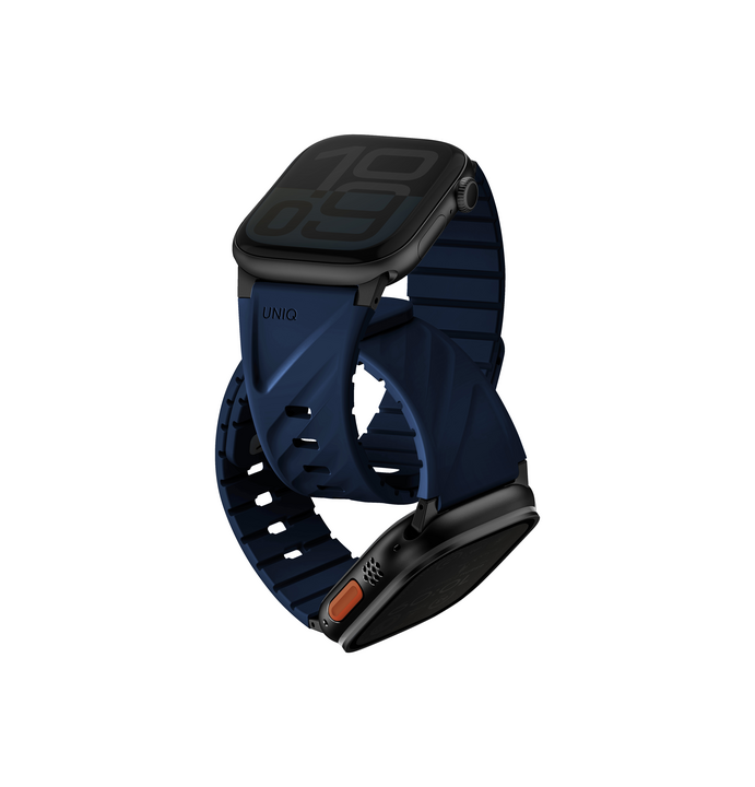 UNIQ FLUO MAGNETIC APPLE WATCH STRAP WITH CONNECTOR BUNDLE 49-40MM - MARINE BLUE