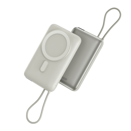 BAZIC GOPOWER FUSION MAG 10K, MAGSAFE POWERBANK WITH BUILT-IN USB-C CABLE - PEBBLE