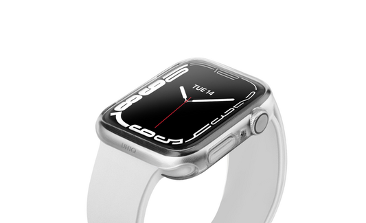 غطاء ساعة أبل زجاجي من يونيك، عبوة مزدوجة، مقاس 41 مم - شفاف/دخاني