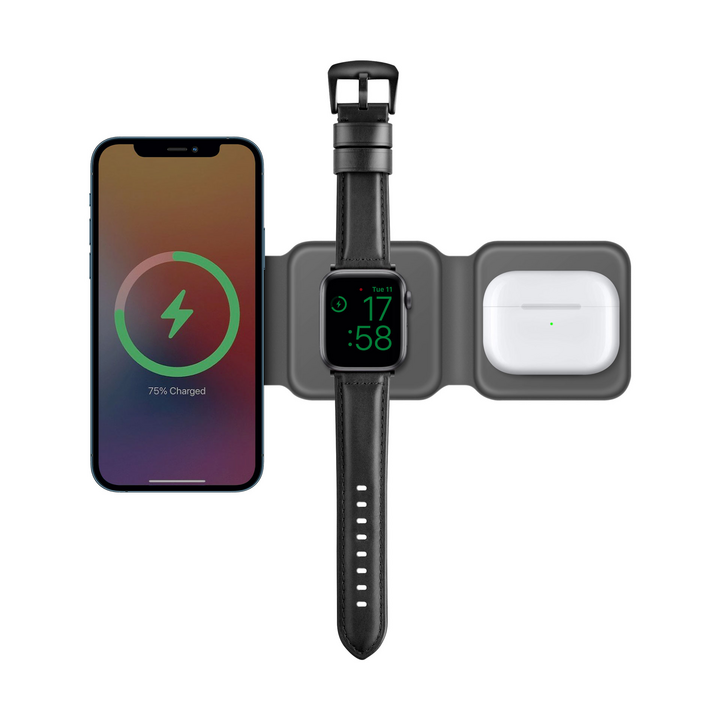 BAZIC GOMAG TRIO, 3IN1 FOLDABLE MAGNETIC WIRELESS CHARGER 15W IPHONE/WATCH/AIRPODS - GREY
