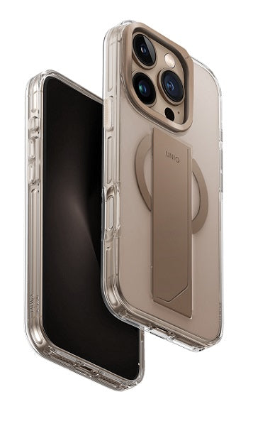 UNIQ HYBRID IPHONE 16 PRO (2024) 6.3 HELDRO MAX MAGCLICK WITH CAMERA STAND - TAUPE GOLD (TAUPE GOLD)