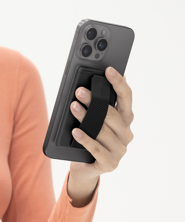 UNIQ HELDRO ID MAGNETIC CARD HOLDER WITH GRIP-BAND AND STAND