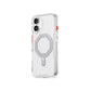 Clear iPhone 17 case with octagon Mag ring, side buttons, and lens openings
