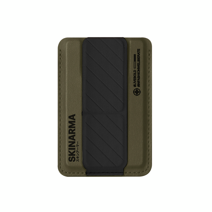 SKINARMA MAG-CHARGE CARD HOLDER WITH GRIP STAND KADO - OLIVE