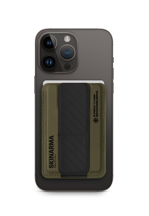 SKINARMA MAG-CHARGE CARD HOLDER WITH GRIP STAND KADO - OLIVE