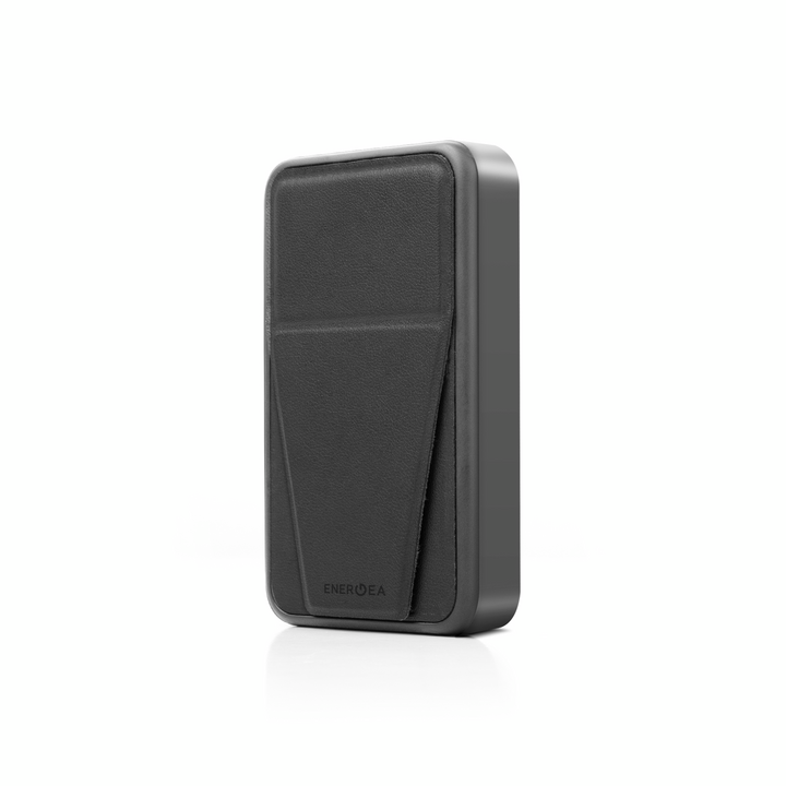 ENERGEA MAGPAC GRIP, 10000MAH MAGSAFE COMPATIBLE POWER BANK WITH BUILT-IN STAND/GRIP - GUN/BLK