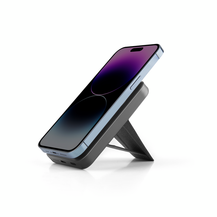 ENERGEA MAGPAC GRIP, 10000MAH MAGSAFE COMPATIBLE POWER BANK WITH BUILT-IN STAND/GRIP - GUN/BLK