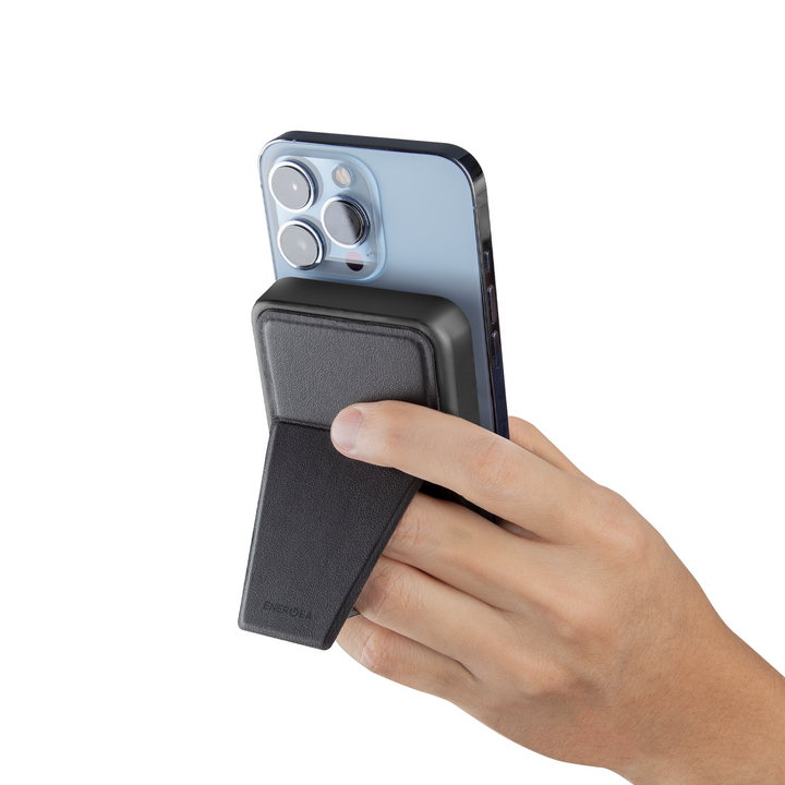 ENERGEA MAGPAC GRIP, 10000MAH MAGSAFE COMPATIBLE POWER BANK WITH BUILT-IN STAND/GRIP - GUN/BLK